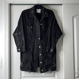 Zara Distressed Black Boyfriend Jean Jacket